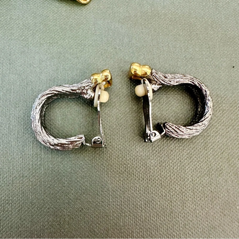 Vintage GUCCI Gold & Silver Horsebit Necklace, Bracelet & Earring—Rare Set - Picture 10 of 14
